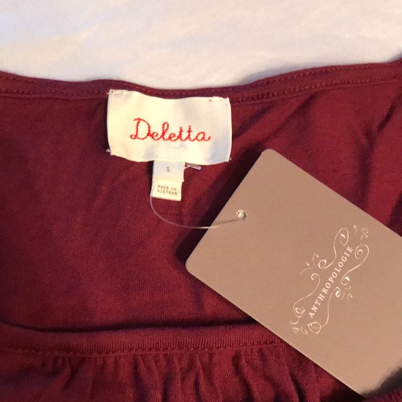 SOLD! Deletta Anthropologie NEW w/ tags top burgundy - Picture 2 of 4